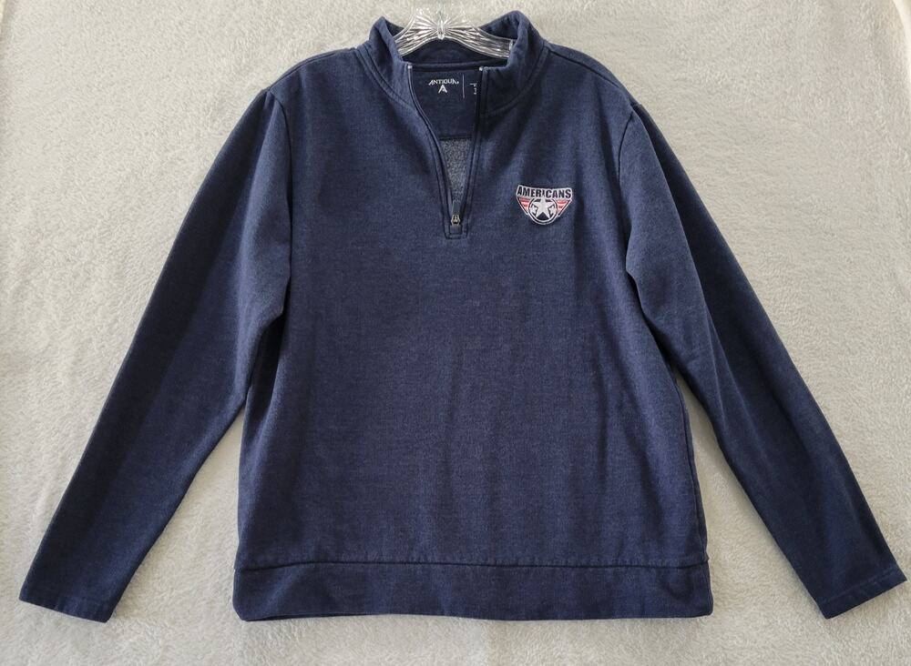 Tri City Americans Men's 1/4 Zip Sweatshirt Embroidered Logo Blue WHL Hockey